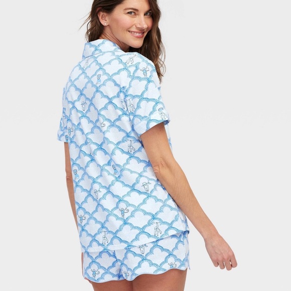 💙🩵Roller Rabbit x Target Women's Geo Trellis Short Sleeves and Shorts Pajama Set - Picture 2 of 3